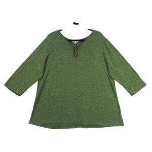 Cest‎ La Vie Womens 3X Green Blouse Top With Gold Rings